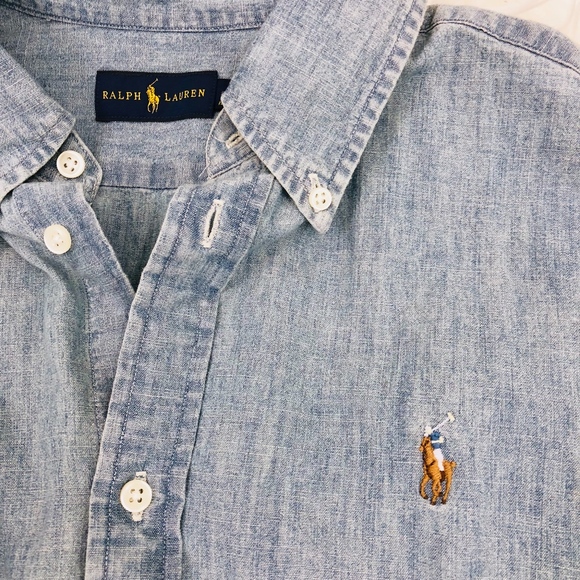 Ralph Lauren Denim Shirt Polo Horse Long Sleeve - Picture 2 of 7